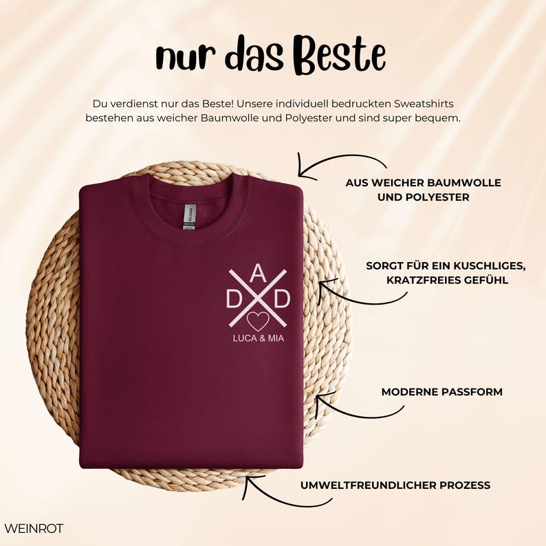 Dad Sweatshirt Personalized With Child's Name, Gift Dad Birth, Birthday