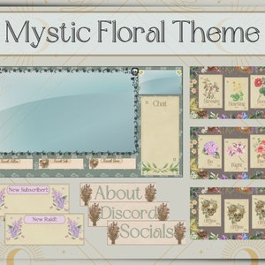 Tarot Vintage Gothic Mystic Floral Twitch Stream Package w Animated Screens Overlays Panels & Alerts |Affordable Cute Witchy Aesthetic Soft
