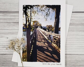 Watercolor Bridge Anniversary Card: Handmade Mixed Media