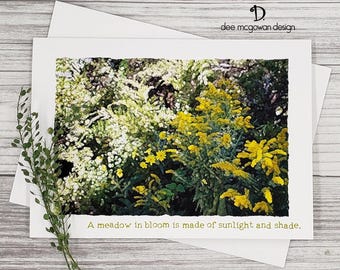 Beach Garden Birthday Card = Watercolor Coastal Floral Goldenrod Handmade