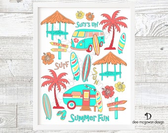 Surf Club Art Print – Mid Century Modern Beach Decor