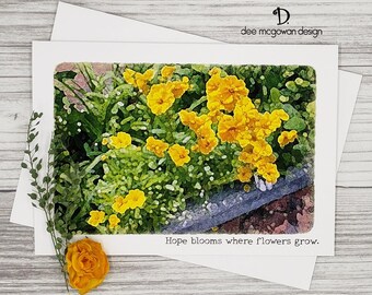 Floral Sympathy Card: Handmade Watercolor Garden Flowers