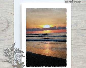 Sunrise Birthday Card - Watercolor Beach Ocean Coastal Seascape Inspirational