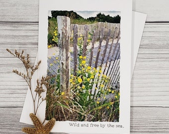 Beach Birthday Card: Handmade Watercolor Seascape, Coastal Greeting