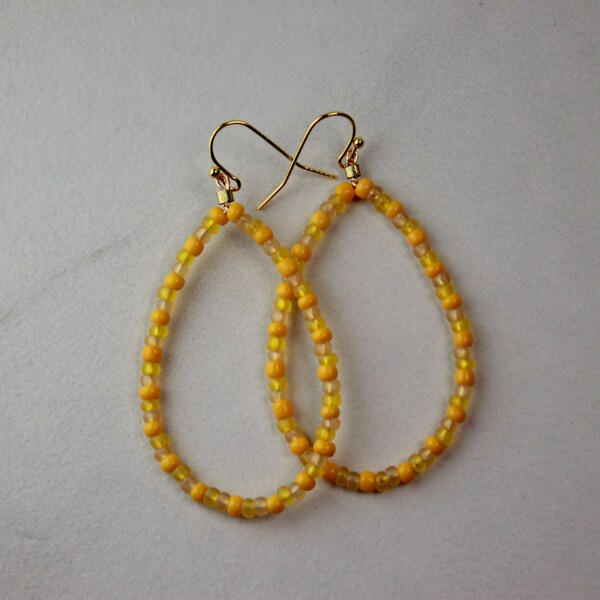 Yellow "Hannah" Teardrop Seed Bead Earrings