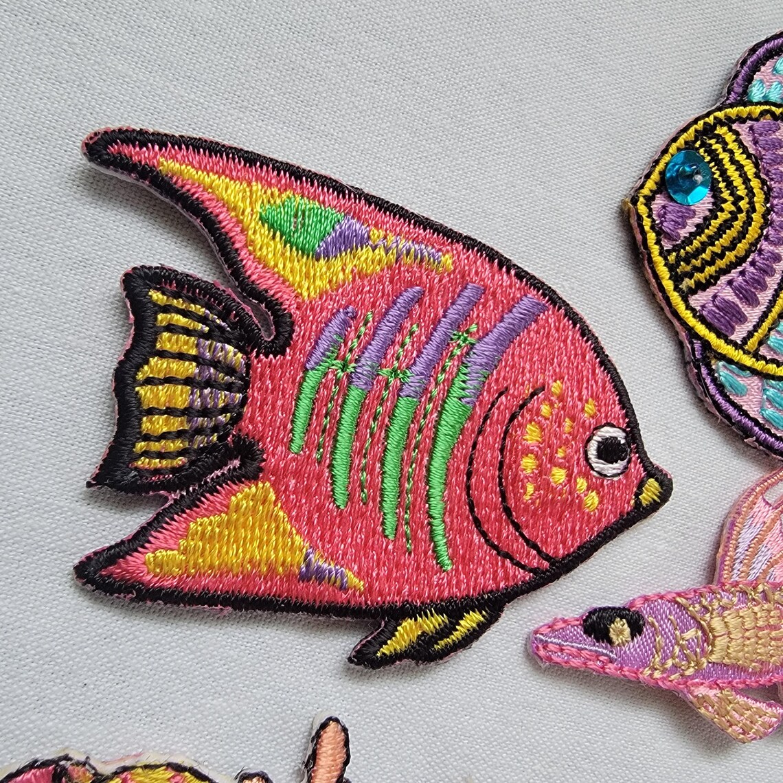 Fish Coral Reef Florida Iron ON Patch 6pc Lot Set Embroidered Applique ...