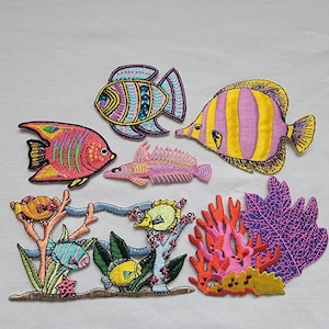 Pesce barriera corallina Florida Toppa termoadesiva 6 pezzi Set lotto Applique ricamata da cucire Pesce barriera corallina Spedizione GRATUITA negli USA Calza della Befana