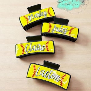 Custom Sports Claw Clip – Personalized Name Hair Clip for Baseball, Softball, or Any Team – Game Day Hair Accessory