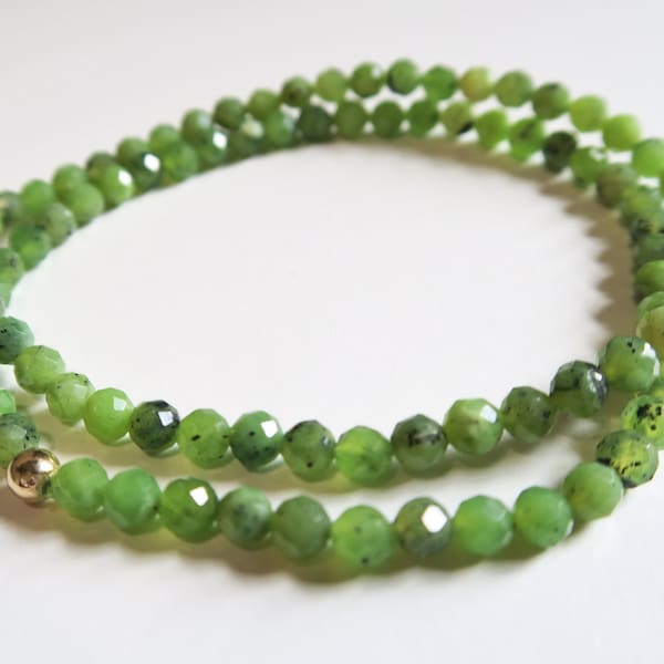 Duo de bracelets fins et brillant en perles de Jade, pierre naturelle, et perle argent 925.