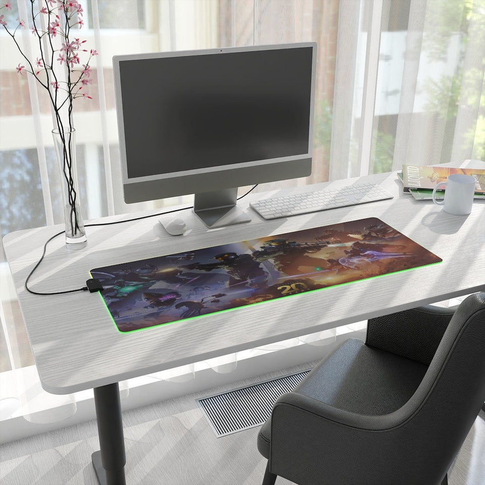 Halo RGB Desk Mat | Halo 20th Anniversary LED Desk Mat | Celebrating 20 years Rgb Halo Mouse Pad | Led Gaming Mouse Pad