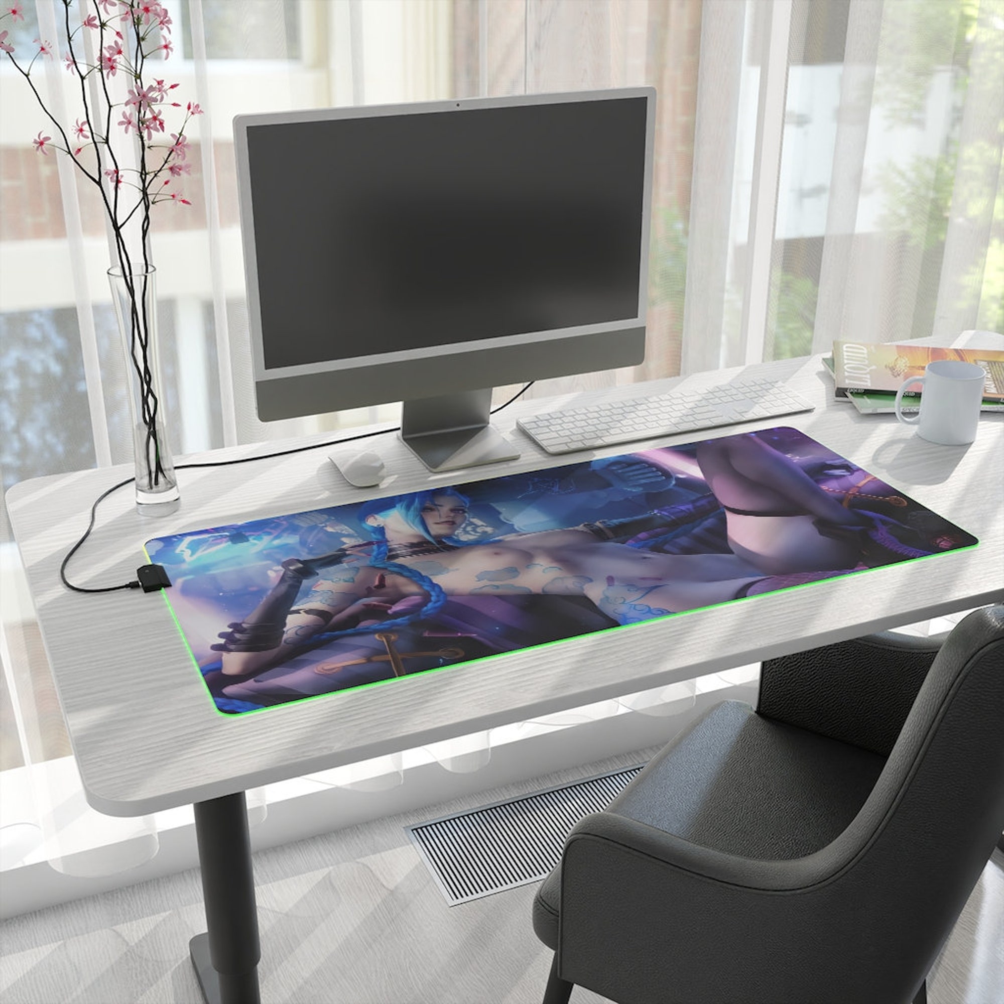 League of Legends Jinx RGB Desk Mat | Jinx LED Mousepad | Arcane Jinx RGB Mouse Pad | LoL inspired Mousepad | League of Legends | Waifu