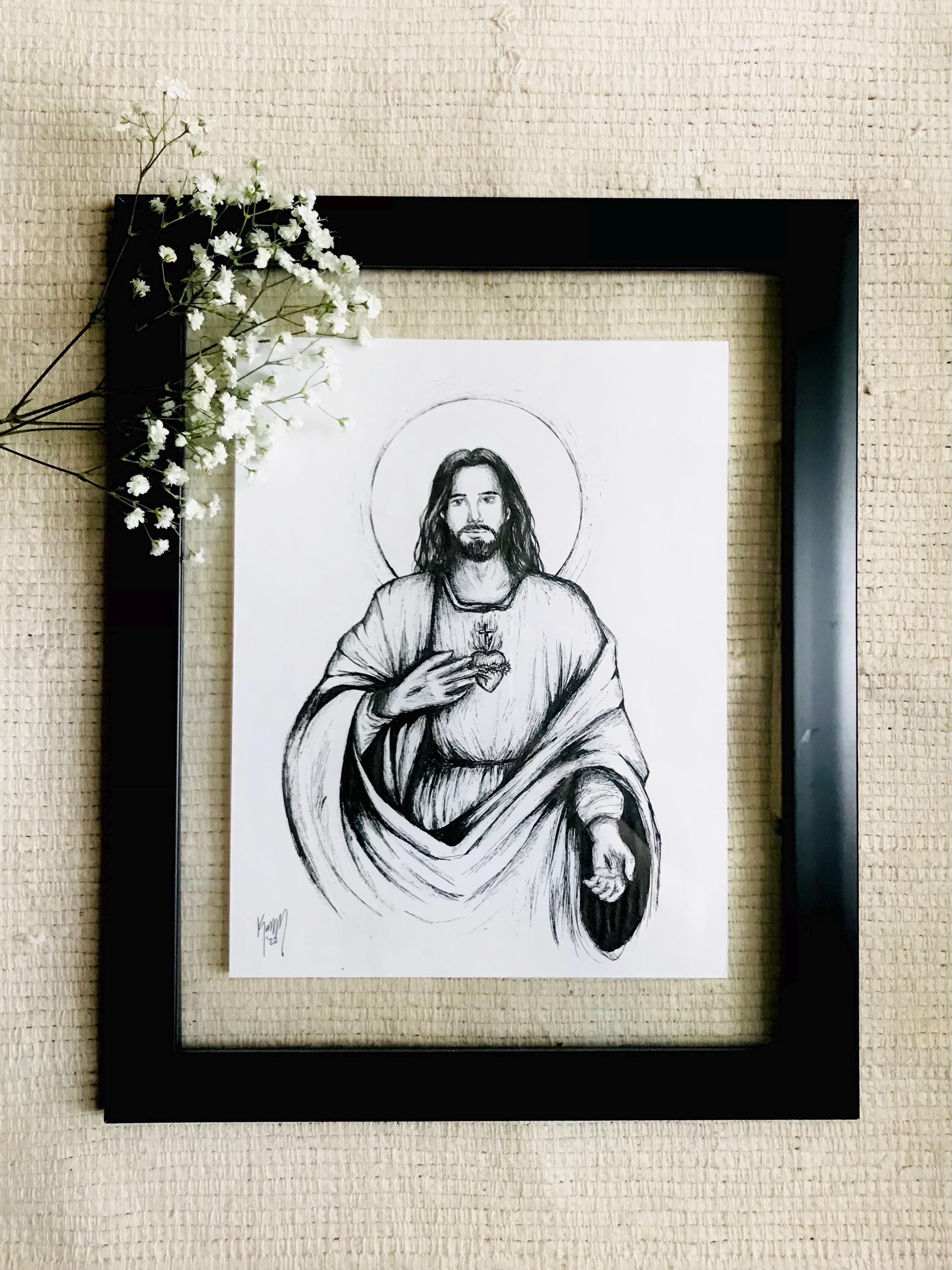 Jesus ink drawing - Etsy Österreich, image size:2250x3000
