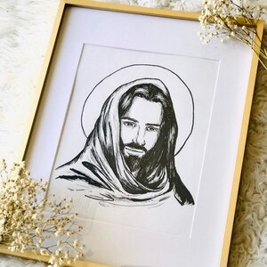 Zijn blik print PDF Digitaal/religieuze prenten/Jezus print/religieuze kunst/God kunst/katholieke kunst/katholieke print/christelijke kunst