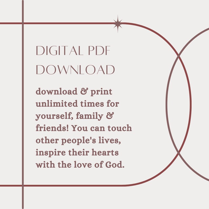K&ouml;nnte beinhalten: Digitaler PDF-Download mit dem Text "Download & Druck unbegrenzt f&uuml;r dich selbst, Familie & Freunde! Du kannst das Leben anderer Menschen ber&uuml;hren, ihre Herzen mit der Liebe Gottes inspirieren."