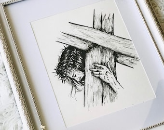 Embrace the Cross Print / Kreuz Kunst / Jesus Kunst / religiöser Druck / katholische Kunst / katholischer Druck / Jesus Portrait / christliche Kunst / Jesus