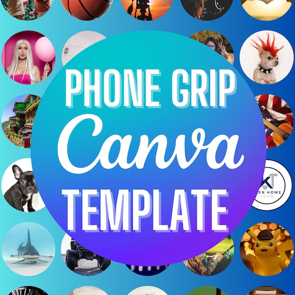 1.53" Phone Grip Canva Template for Sublimation, Cricut and more!