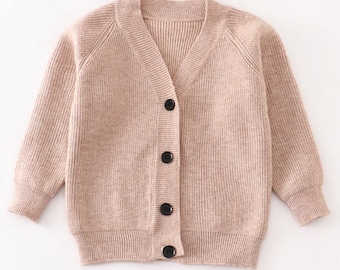 Everly Toddler Girls Tan Button Up Cardigan