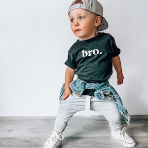 Bro Charcoal Kids Tee. Sibling T Shirt. Bro. Boys Bro Tee image 1