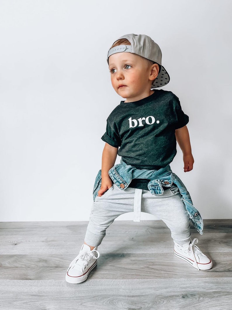 Bro Charcoal Kids Tee. Sibling T Shirt. Bro. Boys Bro Tee image 1