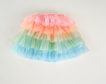 Rainbow Tutu. Girls Rainbow Tutu Skirt. Girls Spring Easter Outfit. Toddler Rainbow Tutu. Rainbow Birthday Party.
