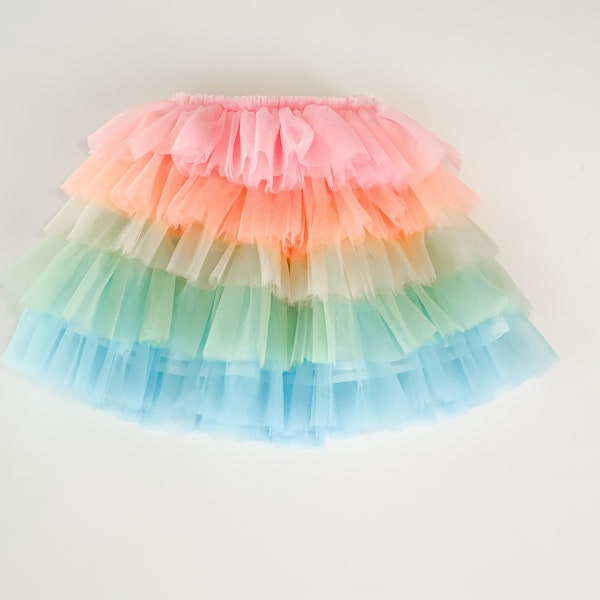 Rainbow Tutu. Girls Rainbow Tutu Skirt. Girls Spring Easter Outfit. Toddler Rainbow Tutu. Rainbow Birthday Party.