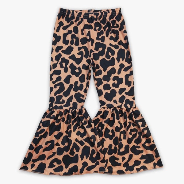 Pantalon Alyssa Leopard Bell Bottom. Pantalon à bas de cloche pour filles. Pantalon à bas de cloche pour bébé en bas âge