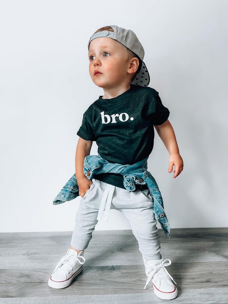 Bro Charcoal Kids Tee. Sibling T Shirt. Bro. Boys Bro Tee image 4