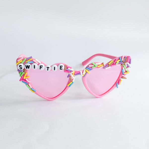 Girls Pink Heart Swiftie Sunglasses. Pink Heart Glasses. Girls Toddler Swiftie Sunglasses. Sprinkle Sunglasses. Swiftie Birthday Gift.
