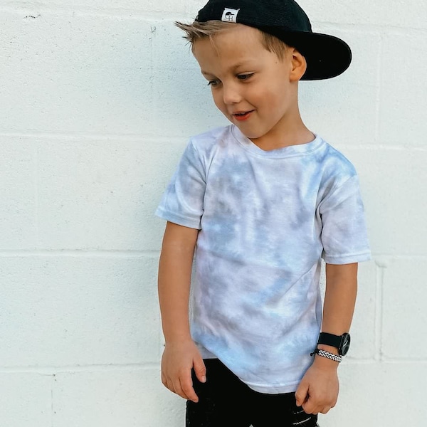 Gender Neutral Kids Tie Dye Tee.  Gray or Tan Tie Dye Tee. Girls Boys Tie Dye T-Shirt