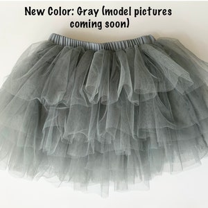 Charley Fluffy Multilayered Girls Tutu in Multiple Colors. Girls Tutu. Tutu Skirt. Birthday tutu. Toddler Tutu Gray