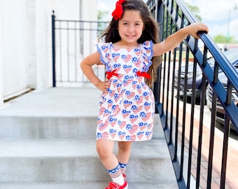 Girls Toddler 4th of July Dress. Patriotic USA dress. 4th of July Dress. Girls 4th of July outfit. Toddler 4th of July Outfit