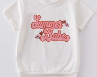 Girls Graphic Summer Tee. Summer Babe Screen Print Tee. Girls 70’s Shirt. 80’s Tee. Groovy Toddler Shirt.