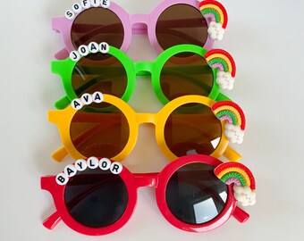 Custom Rainbow Personalized Kids Sunglasses. Sunglasses with name. Toddler Sunglasses. Rainbow Birthday. Kids Party Favor. Student Gift