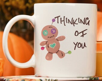 Thinking of you Coffee Mug | Voodoo Bear Halloween Ceramic Coffee Mug | Halloween Coffee Mug | Funny Coffee Mug | Funny Halloween Coffee Cup