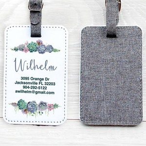 Designer Name Flower Luggage Tag | Personalized Floral Luggage Tag | Custom Floral Name Bag Tag | Gifts For Traveler | Monogram Luggage Tag