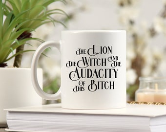 The Lion, the Witch, the Audacity Coffee Mug | Halloween Ceramic Coffee Mug | Halloween Coffee Mug | Coffee Mug | Funny Halloween Coffee Cup