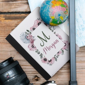 Floral Monogram Passport Case: Personalized Travel Gift