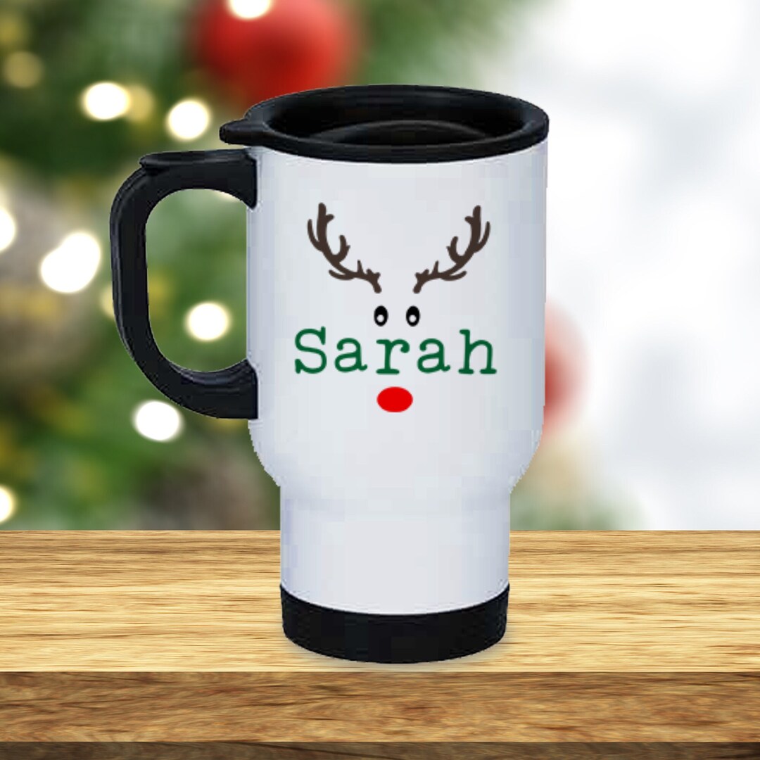 Custom Reindeer Travel Mug Christmas Travel Coffee Mug Etsy