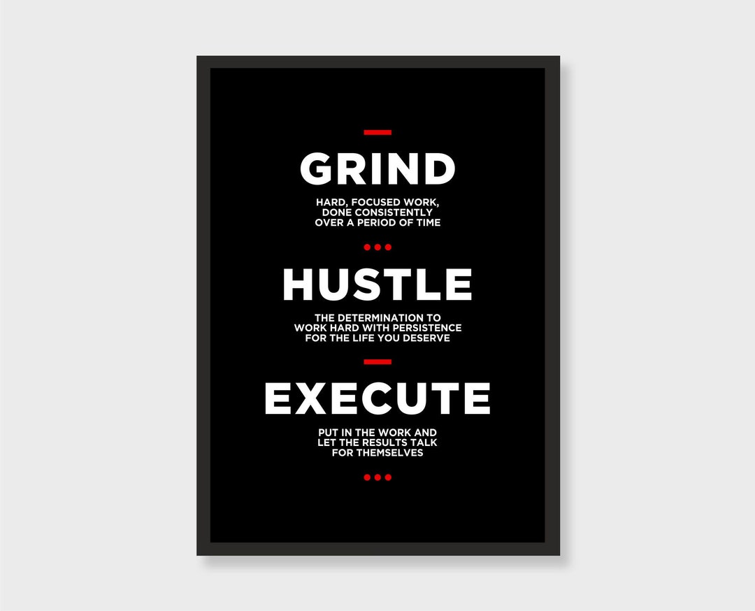 Grind Hustle Execute Definition Poster Entrepreneur Wall Art Etsy