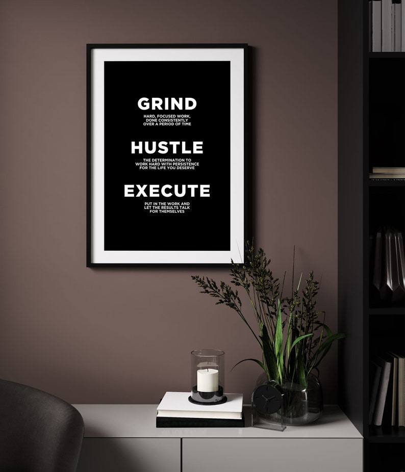 Grind Hustle Execute Definition Print, Office Decoration Wall ...