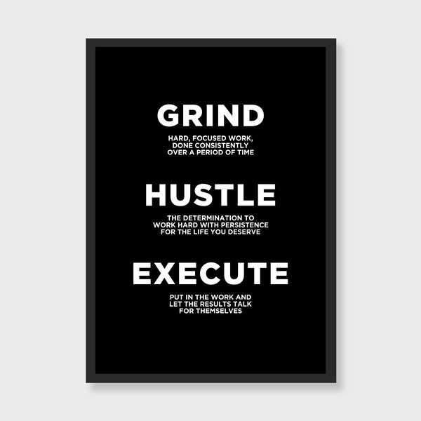 Grind Hustle Execute Definition Druck, Büro Dekoration Wand, inspirierende Wand Kunst Dekor, Raum druckbare Deko, Unternehmer Digitale Datei