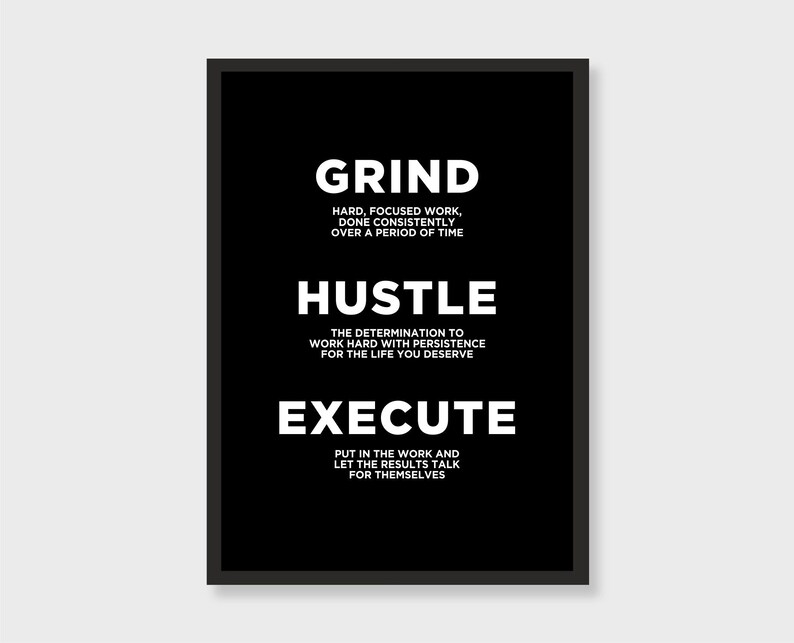 Grind Hustle Execute Definition Print, Office Decoration Wall ...