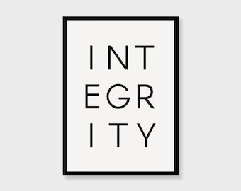 Integrity Inspirational Poster, Digital Print, Printable Motivational Downloadable Print, Printable Wall Art, Quote Art Print, Office Print