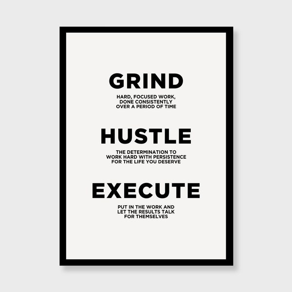 Grind Hustle Definition Print, Büro Dekoration, Inspirierende Wand Kunst Dekor, Raum druckbare Deko, Unternehmer Digitale Datei
