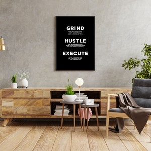 Grind Hustle Execute Definition Print, Office Decoration Wall ...