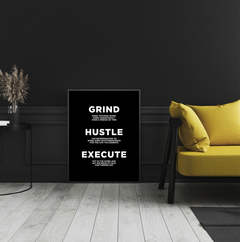 Grind Hustle Execute Definition Print, Office Decoration Wall ...