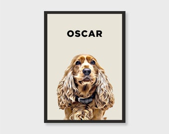 Pet Portrait, Personalized Dog Wall Art, Digital Download, Customized Cat Poster Print, Printable Decor, Minimalist Art Work, Custom Pet Art