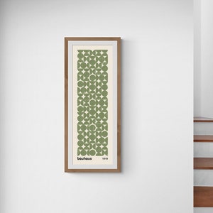 Sage Green Bauhaus Print, Abstract Long Horizontal Vertical Wall Art, Exhibition Poster, Long Narrow Art, Wide Art Print, Large Wall Art