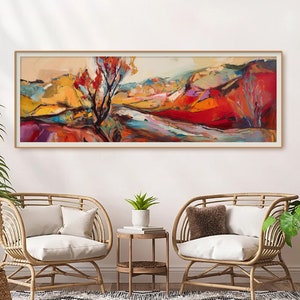 Abstract Long Horizontal Landscape, Expressionist Colorful Wall Art ...