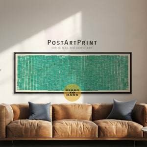 Horizontal Wall Art, Mid Century Modern Framed Poster, Green Art, Abstract Panoramic Art, Long Narrow Poster, Wide Art, Large Framed Canvas